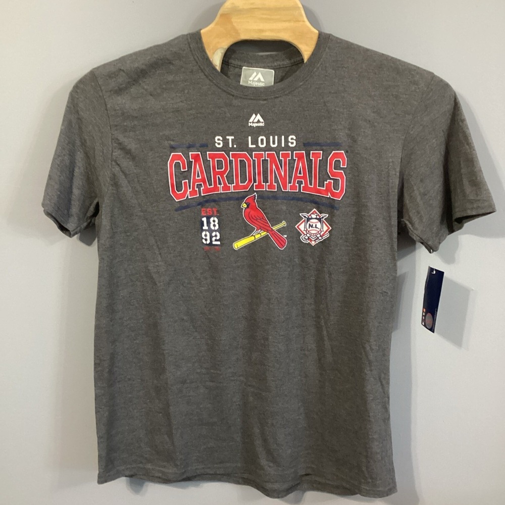 Majestic St Louis Cardinals MLB T-Shirt Mens Charcoal Gray Heather NWT SZ XL